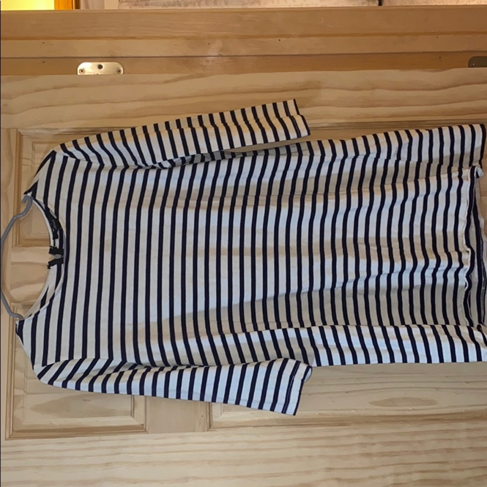 Navy Blue and White Striped Dress
